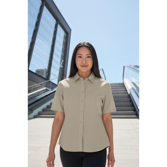 Port Authority Tops - Port Authority Ladies Short Sleeve Value Cotton Twill Button Down Shirt New M